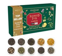 VAHDAM Top 10 Favoritos Set de Degustación de Té de San Valentín | Té a Granel | Pack Variado de Té con Verde, Herbal, Negro & Chai | Ideas de Regalo de San Valentín para Mujeres y Hombres