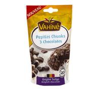 VAHINÉ - Pastelería - Pepitas Chunks 3 chocolates - Maxi Pepitas de Chocolate - Para Pasteles, Cookies y Postres - 100g