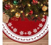 Vahlbeste Falda Arbol Navidad de 122cm(48 Pulgadas), Cubre Pie Arbol de Navidad con Renos y Copos de Nieve, para Decoracion, Fiestas