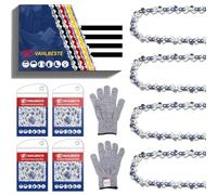 Vahlbeste Pack de 4 Cadena Motosierra 3/10"LP 0.043"(1,1mm), 28 Eslabones para Espadas de 12cm (Caja de Almacenamiento), Cadena de Motosierra compatible con WG324E, GE-PS 18/15 Li BL, WG324E.9