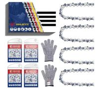 Vahlbeste Pack de 4 Cadena Motosierra 3/8"LP 0.043"(1,1mm), 40 Eslabones para Espadas de 25cm(Caja de Almacenamiento), Cadena de Motosierra compatible con GE-LC 18/25 Li, MS170, MS171, DUC254Z, DUC204