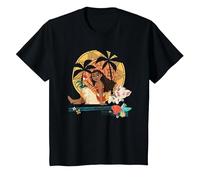 Vaiana Sitting Sunset Camiseta, Niños, Negro, 3 años