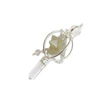 Vaibhav Jewellers Péndulo de cristal de estrella Merkaba de jade verde natural, colgante de curación giratorio para radiestesia, trabajo de energía, equilibrio de chakras y despertar espiritual