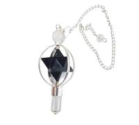 Vaibhav Jewellers Péndulo de estrella Merkaba giratorio de obsidiana negra, péndulo de cristal, colgante curativo, colgante de péndulo de piedras preciosas puntiagudas, despertar espiritual