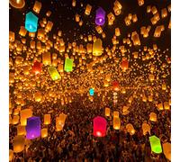 VAIIEYO 20Pack Linternas Chinas del Cielo, Linternas de Papel Voladoras, Farolillos Voladores, Luces Brillantes Voladoras de Estilo Tradicional,Utilizadas para Cumpleaños, Bodas, Fiestas, San Valentín