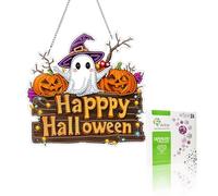 VAIIEYO 5D DIY Diamond Painting Colgante Halloween, Fantasma Diamante Pintura Colgantes con Cadenapara, para Ventana, Jardín, Balcón, Puerta, Hogar y Regalo, Hanging Decoración 20x20cm C32