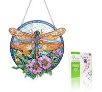 VAIIEYO 5D DIY Diamond Painting Colgante Libélula, Animal Diamante Pintura Colgantes con Cadenapara, para Ventana, Jardín, Balcón, Puerta, Hogar y Regalo, Hanging Decoración 20x20cm A27