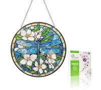 VAIIEYO 5D DIY Diamond Painting Colgante Libélula, Animal Diamante Pintura Colgantes con Cadenapara, para Ventana, Jardín, Balcón, Puerta, Hogar y Regalo, Hanging Decoración 20x20cm C25