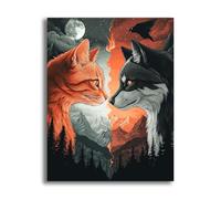 VAIIEYO DIY Diamond Painting Gato Lobo, Diamond Painting Adultos Animal, 5D Pintura Diamante, Diamante de Bordado Manualidades para decoración 30X40cm-73