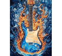 VAIIEYO DIY Diamond Painting Guitarra, Diamond Painting Kit Completo Instrumento Musical, 5D Pintura Diamante, Diamante de Bordado Manualidades para decoración 30X40cm-7
