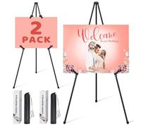 VAIIGO 2 caballetes para Carteles, caballetes de exhibición de Metal Ajustables de 168 cm para Carteles de Bienvenida de Boda, Caballete Plegable portátil para Pintura, Lienzo, trípode Artesanal con
