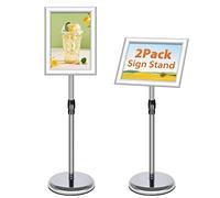 VAIIGO 2Pack Soporte Ajustable A4 Aluminio Cartel Menú Soporte de pie Soporte de señalización para la señalización, cartel, menú, anuncios, ventas, aviso de soporte de exhibición (Plata, 2Pack)