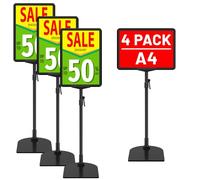 VAIIGO 4 unidades soportes para carteles A4 para expositores de mesa, soporte de señalización ajustable, menús promocionales para empresas, oficinas, restaurantes