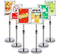 VAIIGO 6 Unidades Soporte Ajustable para Carteles A3 Aluminio | 360° Giratorio Soporte Publicitario e Información con Esquinas Redondeadas | Expositor para Menú, Publicidad, Poster, Bodas, Plateado