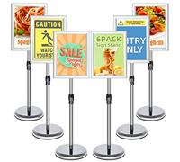 VAIIGO 6 Unidades Soporte para Carteles A4 Aluminio | Ajustable & Giratorio Soporte Publicitario e Información, Soportes de Anuncio y Stand | Expositor para Publicidad, Menú,Oficina,Tienda,Plateado