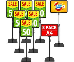 VAIIGO 8 unidades soportes para carteles A4 para expositores de mesa, soporte de señalización ajustable, menús promocionales para empresas, oficinas, restaurantes