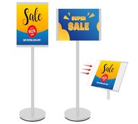 VAIIGO A3 Cartel de pie Soporte de la muestra del soporte de la muestra del piso Heavy Duty Display Stand Menú de pie al aire libre, Exposición, Restaurante, Tienda, Negocios, Oficina, Boda, Plata