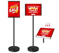 VAIIGO A4 Cartel de pie Soporte de la muestra del soporte de la muestra del piso Heavy Duty Display Stand Menú de pie al aire libre, Exposición, Restaurante, Tienda, Negocios, Oficina, Boda, Negro