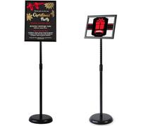 VAIIGO A4 - Soporte de aluminio para carteles, altura regulable, soporte para información con base estable, soportes para póster para formato vertical y horizontal (negro)