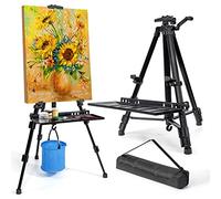 VAIIGO Caballete para Pintar, Ajustable 51-155 cm, Caballete trípode Plegable para Pintar con Bolsa/Barril, sobremesa y Suelo, Cavalete para Pintar, Boda, Presentaciones,(Negro)