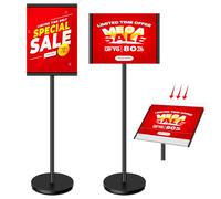 VAIIGO Cartel de pie al aire libre soporte de la muestra del piso, A3 Heavy Duty señal de pie con panel de acrílico, menú de señal , señalización, publicidad, cartel de exhibición, Negro