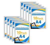 VAIIGO Marco de exhibición magnético autoadhesivo A4, soporte de papel magnético para licencia, fotos, documentos (paquete de 10, plateado)