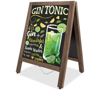 VAIIGO Pizarra Caballete de Pie para Bar Grande, Pizarra Negra de Menú con Marco de Madera Tablero de Tiza de 65x43cm Pizarra con Tiza para Mensajes Pizarra Magnética para Restaurante, Bar, Cafetería