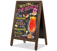 VAIIGO Pizarra Caballete de Pie para Bar Grande, Pizarra Negra de Menú con Marco de Madera Tablero de Tiza de 105x45cm Pizarra con Tiza para Mensajes Pizarra Magnética para Restaurante, Bar, Cafetería