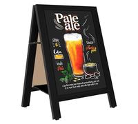 VAIIGO Pizarra Caballete Madera 43×65 cm - Pizarra Negra Magnética con Contrapeso Central Ajustable y Doble Cara y Plegable, Pizarra de Tiza para Restaurante/Bar/Cafetería/Exterior,Negro