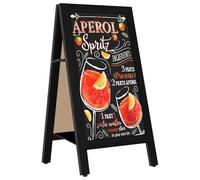 VAIIGO Pizarra Caballete Madera 45×105 cm - Pizarra Negra Magnética con Contrapeso Central Ajustable y Doble Cara y Plegable, Pizarra de Tiza para Restaurante/Bar/Cafetería/Exterior,Negro