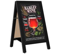 VAIIGO Pizarra Caballete Madera 45×85 cm - Pizarra Negra Magnética con Contrapeso Central Ajustable y Doble Cara y Plegable, Pizarra de Tiza para Restaurante/Bar/Cafetería/Exterior,Negro