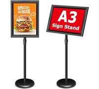 VAIIGO Soporte para Carteles A3 Aluminio Ajustable Giratorio 360° Soporte de Información Publicitario,Atril Expositor Menú Display Póster Oficina Restaurante Tienda Negro