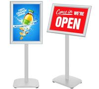 VAIIGO Soporte para Carteles A3 Pesado, 360° Rotativo con Base Metálica Estable, Soporte de Información y Expositor Publicitario para Menú, Poster y Anuncio, Color,Plateado