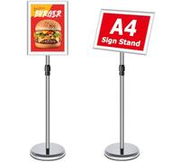 VAIIGO Soporte para Carteles A4 Aluminio Ajustable Giratorio 360° Soporte de Información Soporte Publicitario Soporte de Anuncio Porta Carteles Atril Expositor Menú Oficina Restaurante Tienda Plateado