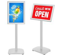 VAIIGO Soporte para Carteles A4 Pesado, 360° Rotativo con Base Metálica Estable, Soporte de Información y Expositor Publicitario para Menú, Poster y Anuncio, Color,Plateado