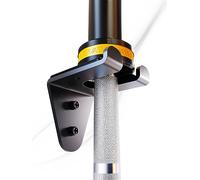 VAIIO Percha para barra olímpica individual, estante de pared para barra de gimnasio de garaje, estante de montaje vertical para barras, revestimiento de polvo negro, accesorio de gimnasio comercial o