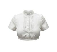 VaiKanhai Blusa con golondrinas para mujer, camisa casual de manga corta blanca lisa Ding Dong Wear Business Corbatas Camisa para mujer, Blanco, M