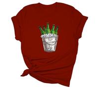 VaiKanhai Blusa larga para mujer, camisa de cerveza, informal, manga corta, talla grande, se ve más joven todos los días, rojo, 3XL