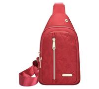 VaiKanhai Bolsas de dinero para hombre y mujer, para senderismo, bandolera, con orificio para auriculares, correa para el hombro, bolsa para el cuerpo, bolsa de viaje, bolsa para mujer, oferta, rojo,