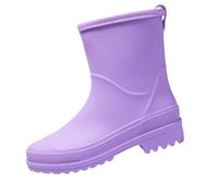 VaiKanhai Botas de agua cortas para mujer, botas de lluvia para mujer, botas de jardín, botas de goma para el exterior, con zapatos cómodos, tacón para mujer, morado, 40 EU