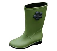 VaiKanhai Botas de agua cortas para mujer, botas de lluvia para mujer, botas de jardín, botas de goma para el exterior, con comodidad, tacón de cuña para mujer, verde, 40 EU