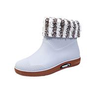 VaiKanhai Botas de agua de invierno, zapatos de lluvia para mujer, tubo corto, zapatos de agua termal, para estudiantes, diarias, impermeables, cálidas, zapatos de lluvia para mujer, color negro