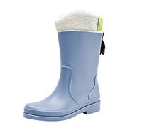 VaiKanhai Botas de goma Zapatos de lluvia de moda para mujer, zapatos impermeables de cocina, zapatos de goma, suaves y cómodos, botas de lluvia de invierno de tubo medio, zapatos impermeables para