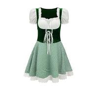 VaiKanhai Disfraz de tirolesa para mujer, para carnaval de cerveza alemana, para adultos, disfraz nacional de escenario, ropa medieval, vestido vintage, disfraz de boda, verde, M