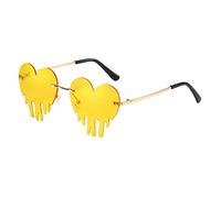VaiKanhai Gafas de sol gafas de hombre y mujer, gafas de sol de personalidad europea y americana, piezas coloridas, gafas de sol en forma de lágrima gafas de vidrio damas, amarillo, talla única