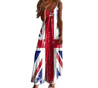 VaiKanhai Mujeres Casual Moda Cuello Sin Mangas Estampado Floral Vestido Largo Casual Vestido de Verano Cuello en V Sin Mangas Vestido de Playa Vestido Swing Vestido Festivo Señoras Navidad, Blanco, M