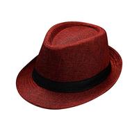 VaiKanhai Sombrero de paja para hombres y mujeres, sombrero de jazz retro, sombrero de sol británico, sombrero de sol de viaje, gorras para mujer, rojo, Talla única
