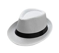 VaiKanhai Sombrero de paja para hombres y mujeres, sombrero de jazz retro, sombrero de sol británico, sombrero de sol de viaje, gorras para mujer, Blanco, Talla única