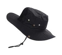 VaiKanhai Sombrero de verano para mujer negro ala ancha, senderismo, pesca, sombreros de cubo, algodón, sol, para hombres y mujeres, actividades al aire libre sombrero de paja plegable, Negro , Talla