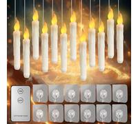 Vaileal 12 velas LED con mando a distancia, sin llama, velas LED flotantes alimentadas por pilas, velas LED sin llama, adecuadas para Halloween, Navidad, decoración de ventanas
